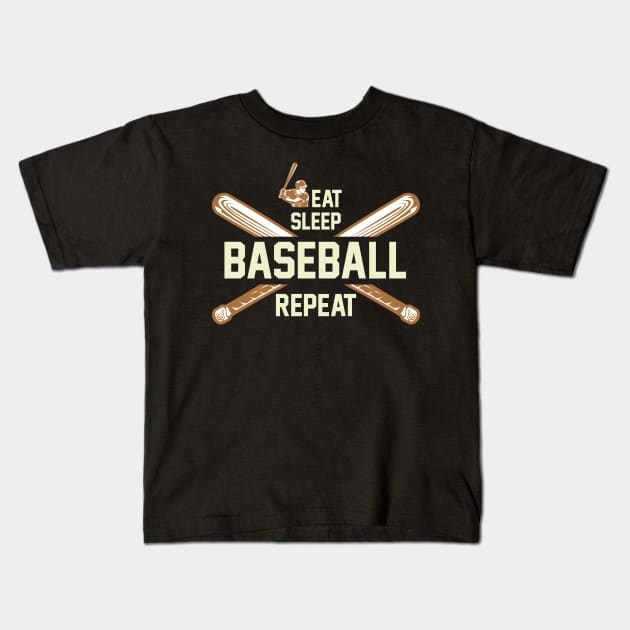 Eat, Sleep, Baseball, Repeat Kids T-Shirt by MonkeyBusiness